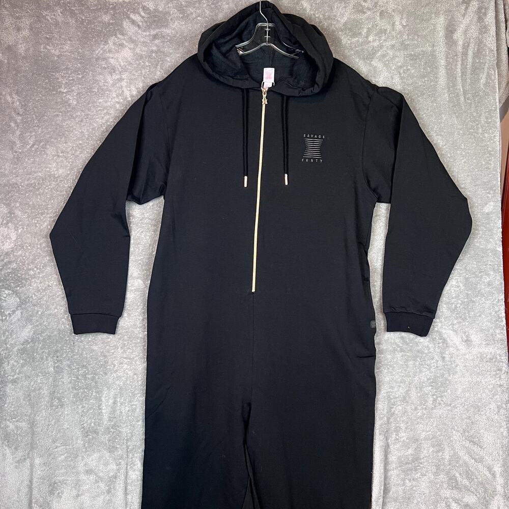 Savage‎ X Fenty Hooded Jumpsuit Oversize Logo Graphic Side Pockets Unisex NWT